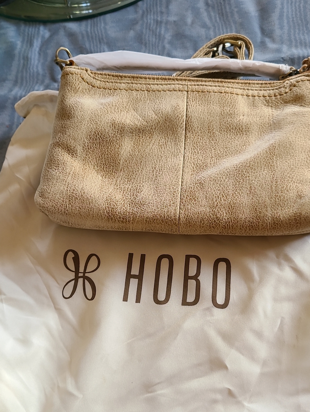 HOBO Light Beige Leather Hobo Shoulder Bag